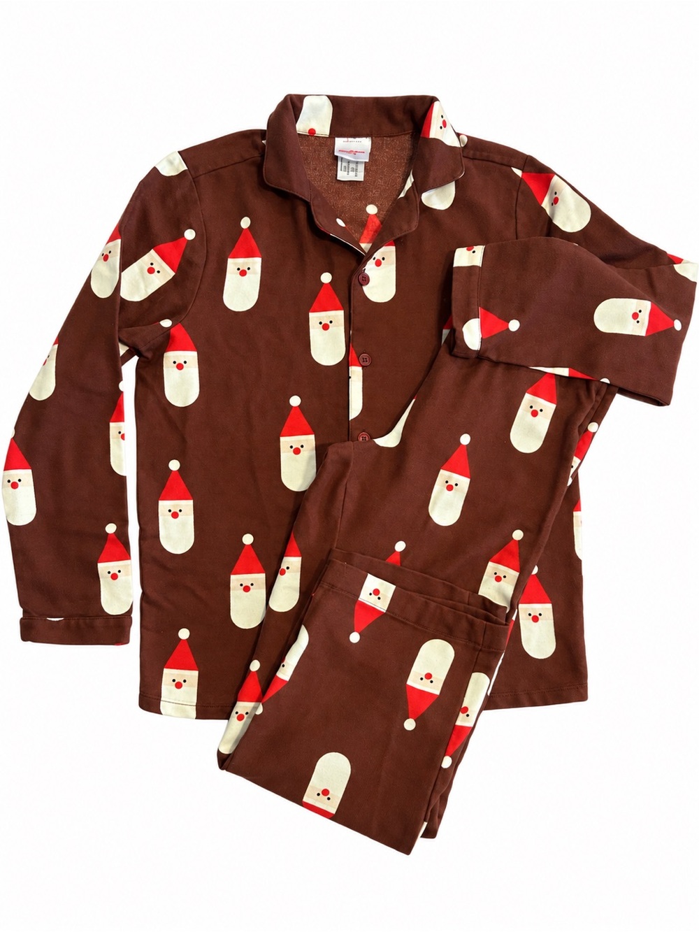 Hanna Andersson Santa Christmas Pajama Set Size 8 Holiday PJs Brown